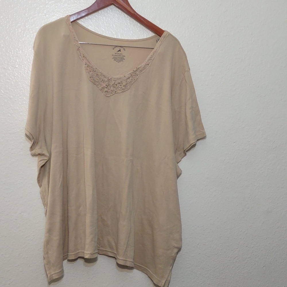 USED WHITE STAG TEE TAN SHORT SLEEVE TOP HAS FAULTS